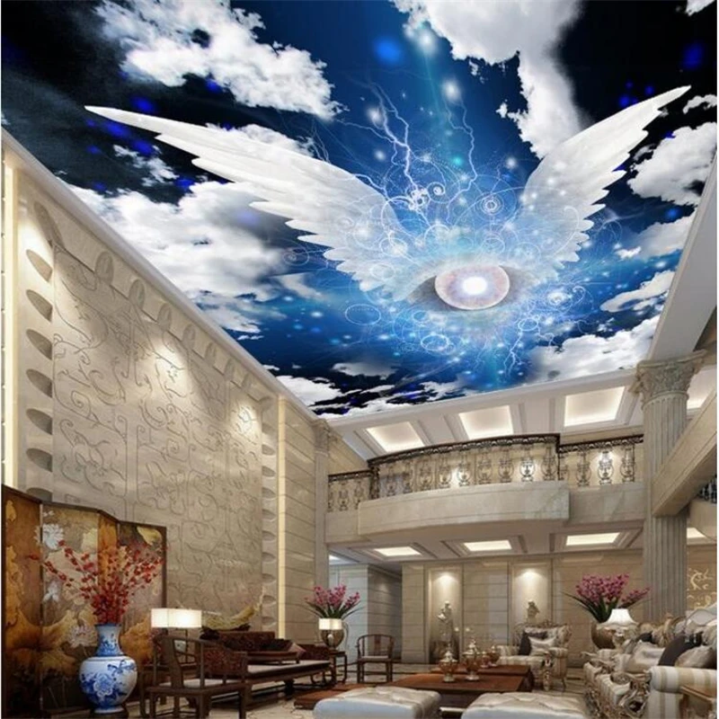 

Custom wallpaper 3d mural angel wings star blank cloud zenith painting living room bedroom ceilingdedecoration