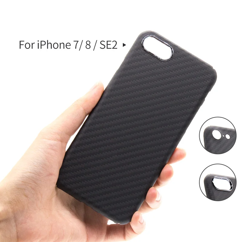 

Ture Carbon Fiber Phone Case for iPhone 7 8 SE2 Ultra Thin Hard Kevlar Lens Protection Cover Luxury Lightweight Shockproof Cover