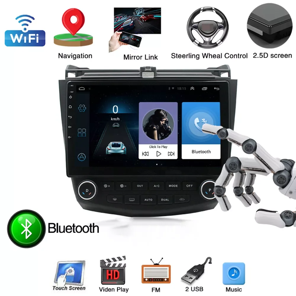 

Мультимедийная магнитола для Honda Accord 7 2003 2004 2005 2006 2007 2din Android 9 1 Гб + 16 Гб автомобильное реверсивное изображение GPS-навигатор плеер