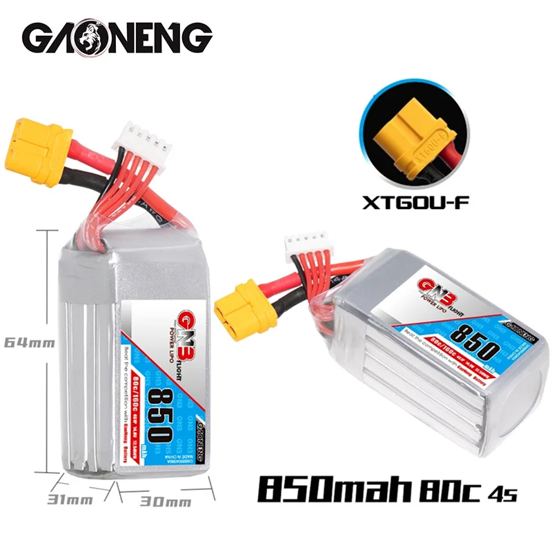 GAONENG GNB 850mAh 14,8 V 4S 80C/160C литий-полимерный аккумулятор для FPV гоночного дрона, радиоуправляемого квадрокоптера, вертолета, детали со штепсельной вилкой