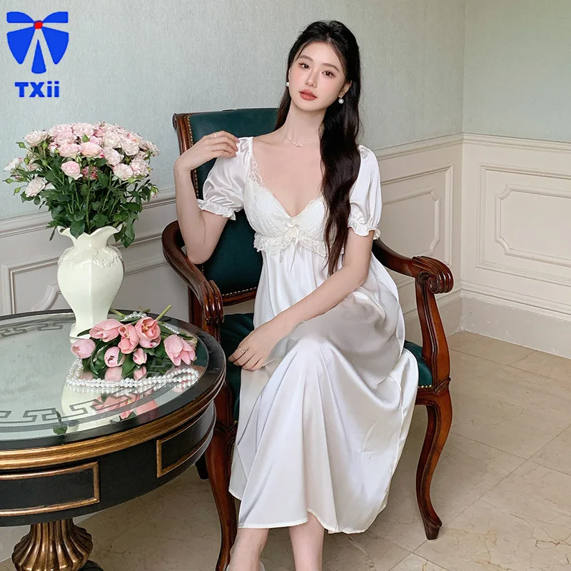 Длинное платье пижамы в стиле принцессы сексуальное летнее женское из ледяного