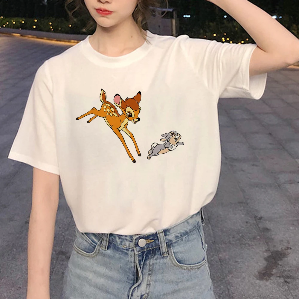 

Minimalist Leisucre Modern Ulzzang Women Tshirt Bambi Owl Friends Women T Shirt Disney Creative Animation Female T-shirt