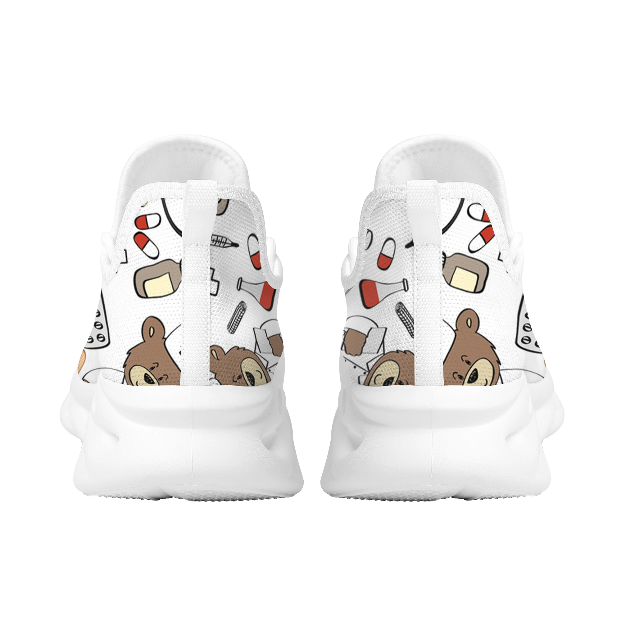 INSTANTARTS Cute Nurse Bear Prints Casual Flats Women Sneaker Comfortable Non Slip Walking Footwear Outdoor All-match Shoes 2022