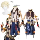 Полный комплект Game Genshin Impact benнет для унисекс, костюм для косплея на Хэллоуин или вечеринку для взрослых, Рождественский и новогодний подарок с париком