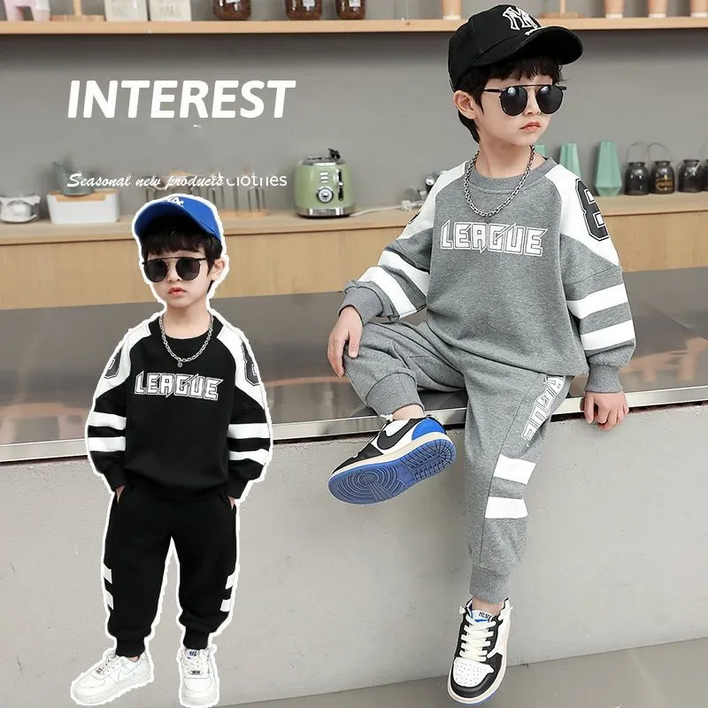 

2 шт./комплект, детский хлопковый спортивный костюм для мальчиков