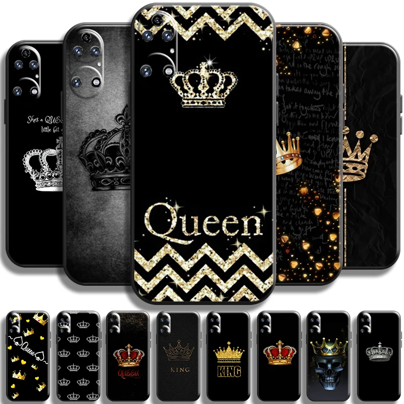 

Fashion Crown Queen King For Huawei P50 P40 P30 P20 Pro Lite 5G P Smart Z 2021 Phone Case Cover TPU Carcasa Back Cases Soft