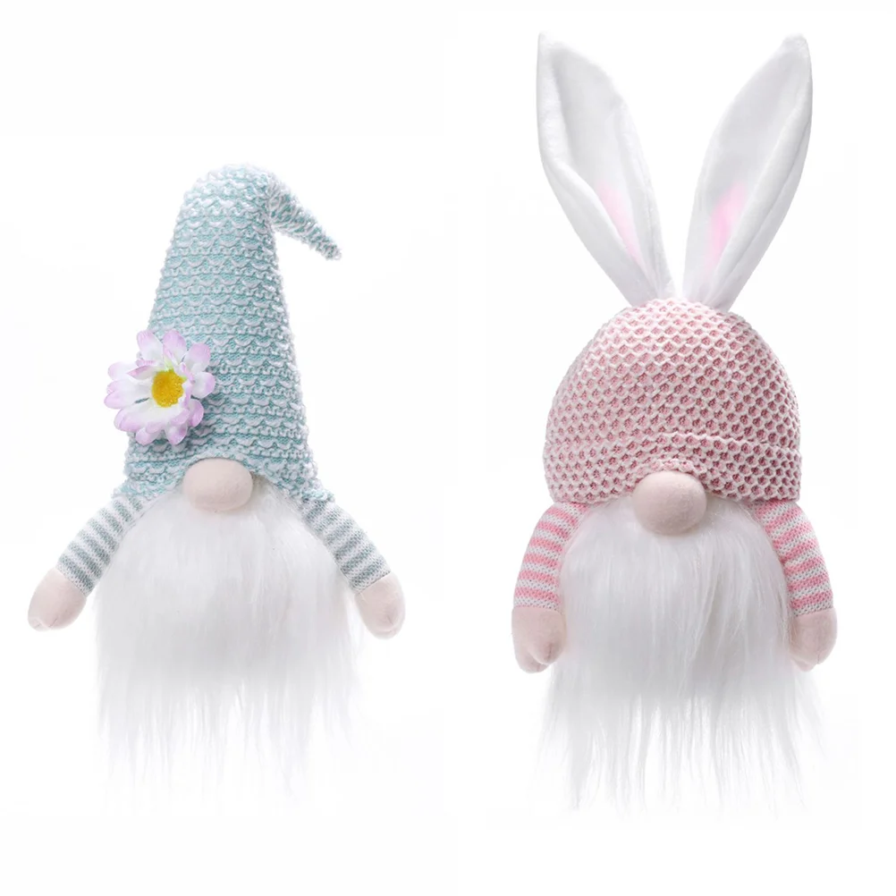 

2pcs Glowing Easter Faceless Gnome Decor Easter Plush Bunny Gnome Ornaments