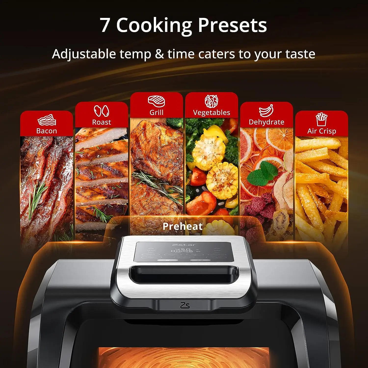 

Indoor Grill Air Fryer Combo with See-Through Window, 7-in-1 Smokeless Air Grill up to 450°F, 1750W Contact Grill with Non-Sti