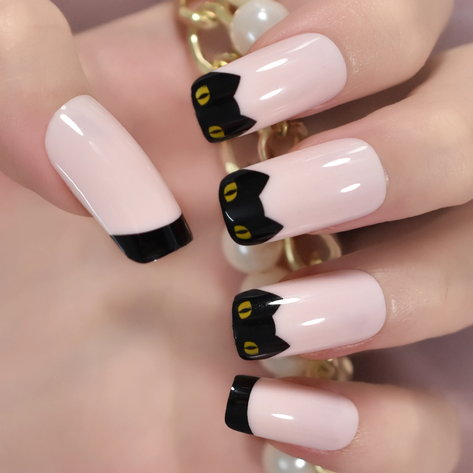 Ногти Pink Franch Spirit Cat средние квадратные ногти Night Fury беззубые с драконом узоры