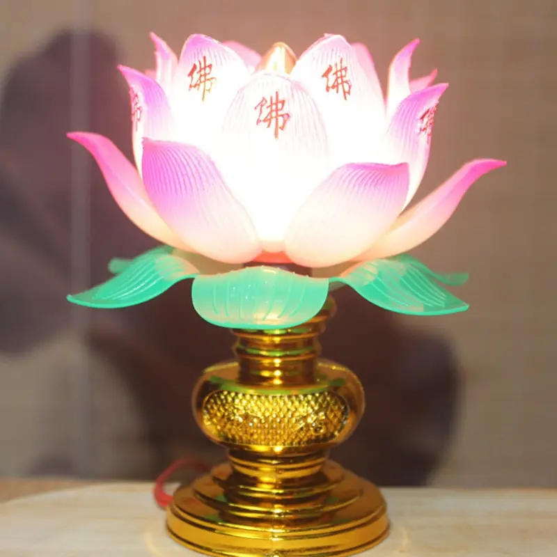 

1 Pcs Buddhistic Lotus Lamp Colorful Lotus Lamp Desktop Decoration Light For Home Meditation Worship Buddhism Temple