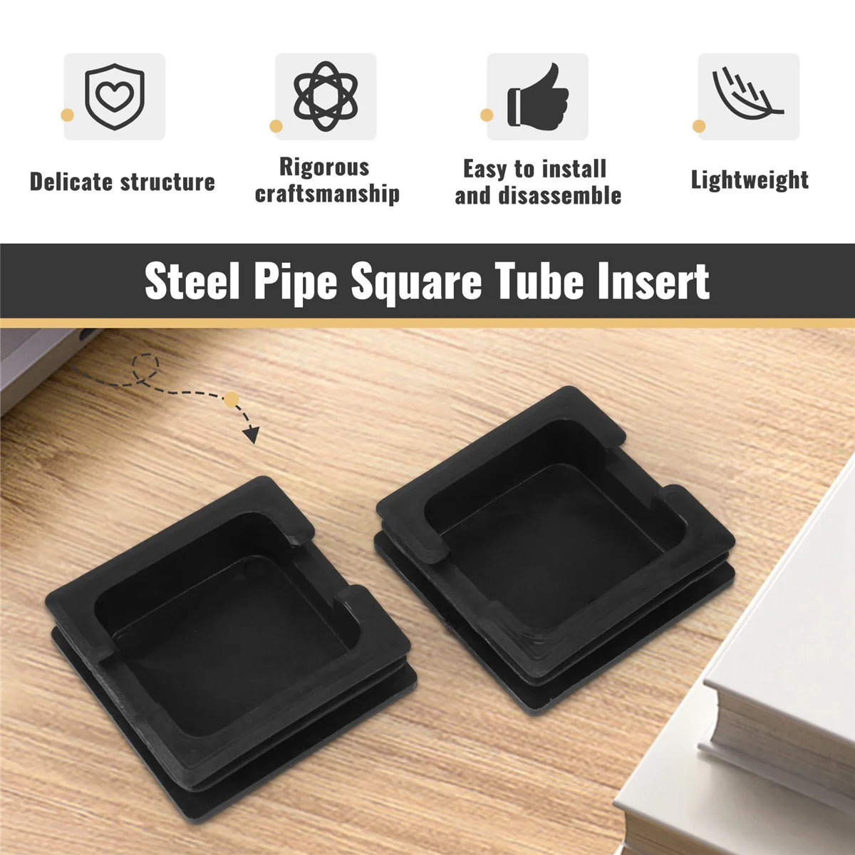 Пластиковые квадратные колпачки 75 мм x вставки для труб торцевая заглушка 2 шт.