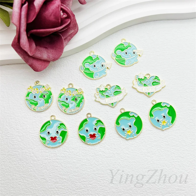 

Gold Plated 10pcs Alloy Charm Cartoon Anime Earth Earring Pendant DIY Keychain Necklace Jewelry Accessories Making Supplies