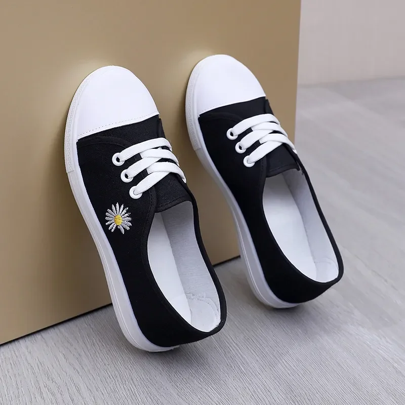 zapatos de mujer женские милые белые туфли на шнуровке с круглым носком и цветочным