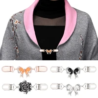 fashion zircon butterfly flower brooches for women stainless steel rhinestone brooch cardigan clip sweater shawl clips collar