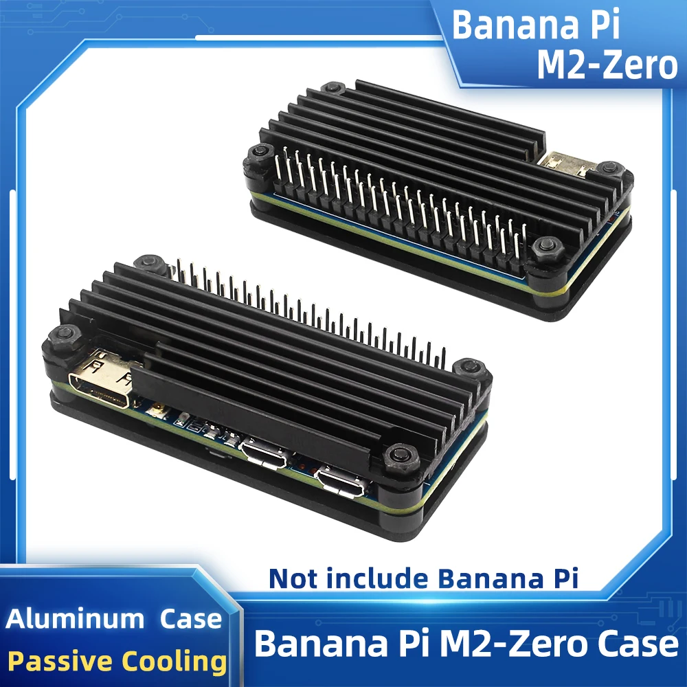 Чехол банан Pi M2 Zero, алюминиевый корпус с пассивным охлаждением, металлический корпус с радиатором ЦП для бананов Pi M2-Zero