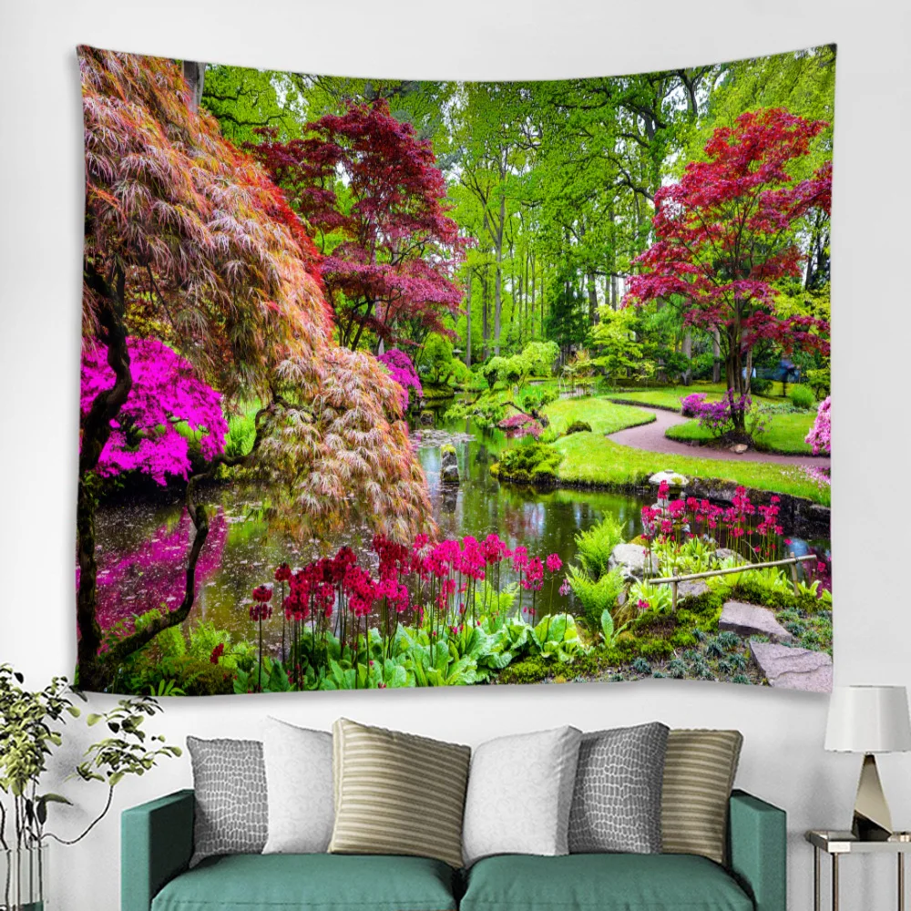 

ChristmasDecorationsKawaiiRoomDecorationForestPlantsTreesRiverLandscapeTapestryHomeLivingRoomBedroomBedsideWall Background Cloth
