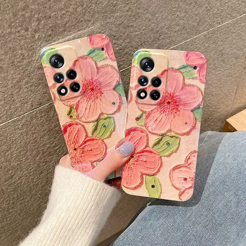 

Luxury Gorgeous Glitter Flower Blu-ray Soft Back Silicone for Xiaomi Redmi Note 11 11S 10 10S 10C 9A 12Lite POCO C40 M4Pro Cover