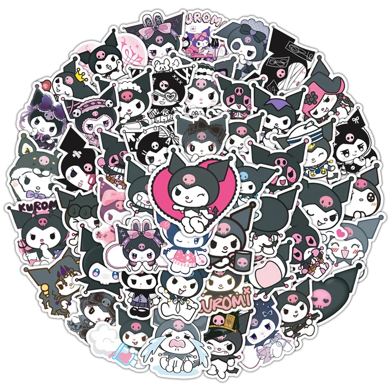 

Sanrio Cartoon Anime New Kuromi Stickers for Laptop Suitcase Album Stationery Waterproof Album Decals Kids Toys Birthday Gifts
