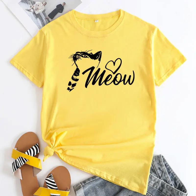 

Женская хлопковая футболка с коротким рукавом, с круглым вырезом