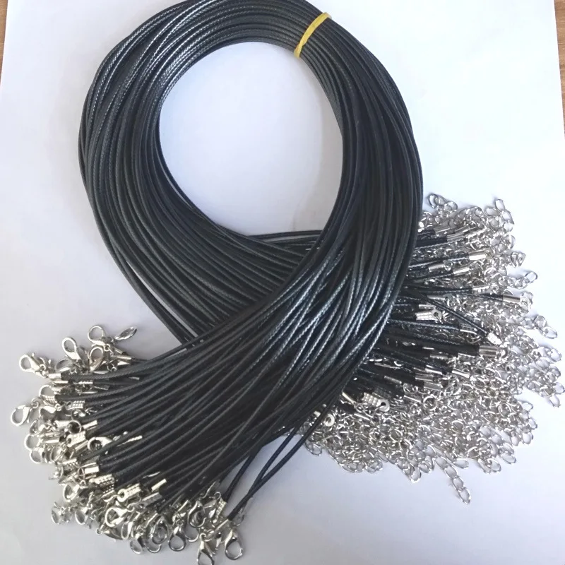 20 Pcs Leather Cord Wax Rope Chain Necklace Pendant For DIY Handmade Lobster Clasp String Jewelry Chains