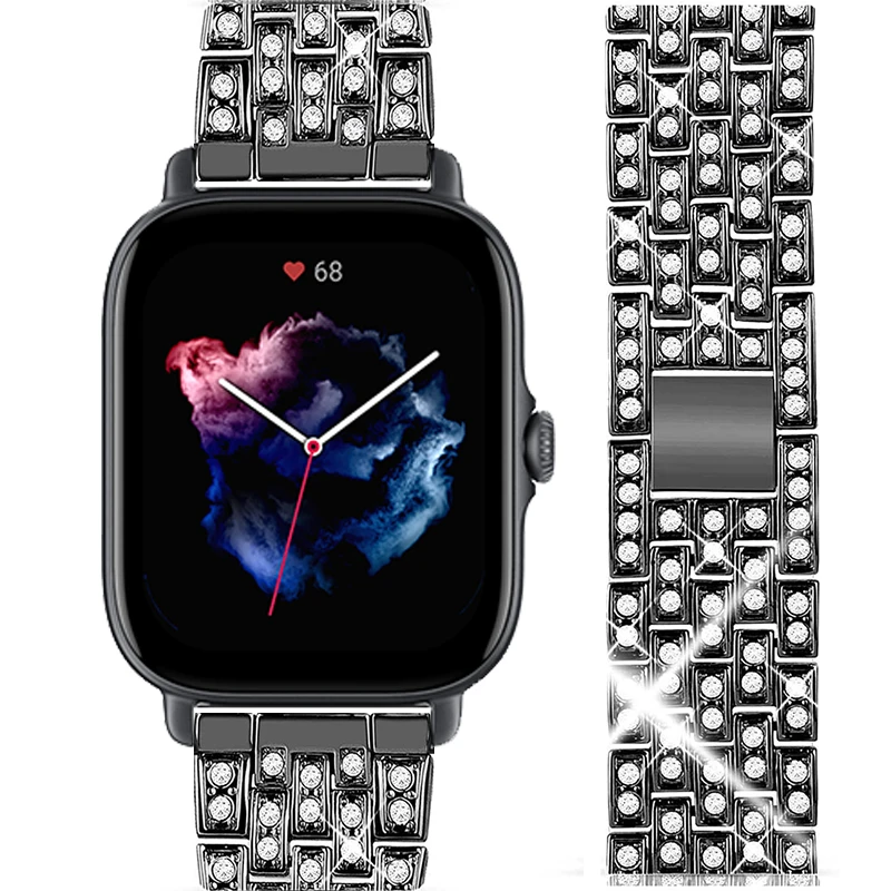

Diamond Metal Link Strap For Amazfit GTS 4 3 2 2e mini Smart Watch Band For Huami Amazfit Bip U Pro S Lite Wristband Accessories