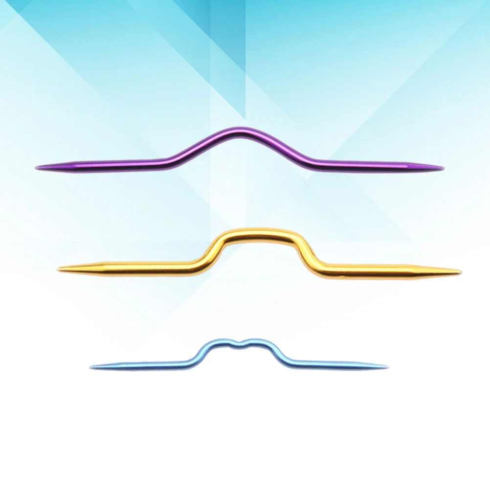 

Cable Knitting Needle Crochet Knit Crooked Hook Curved Tool Smooth Hand Embroidery Alloy Holders Large Weaving Eye Yarn Bent