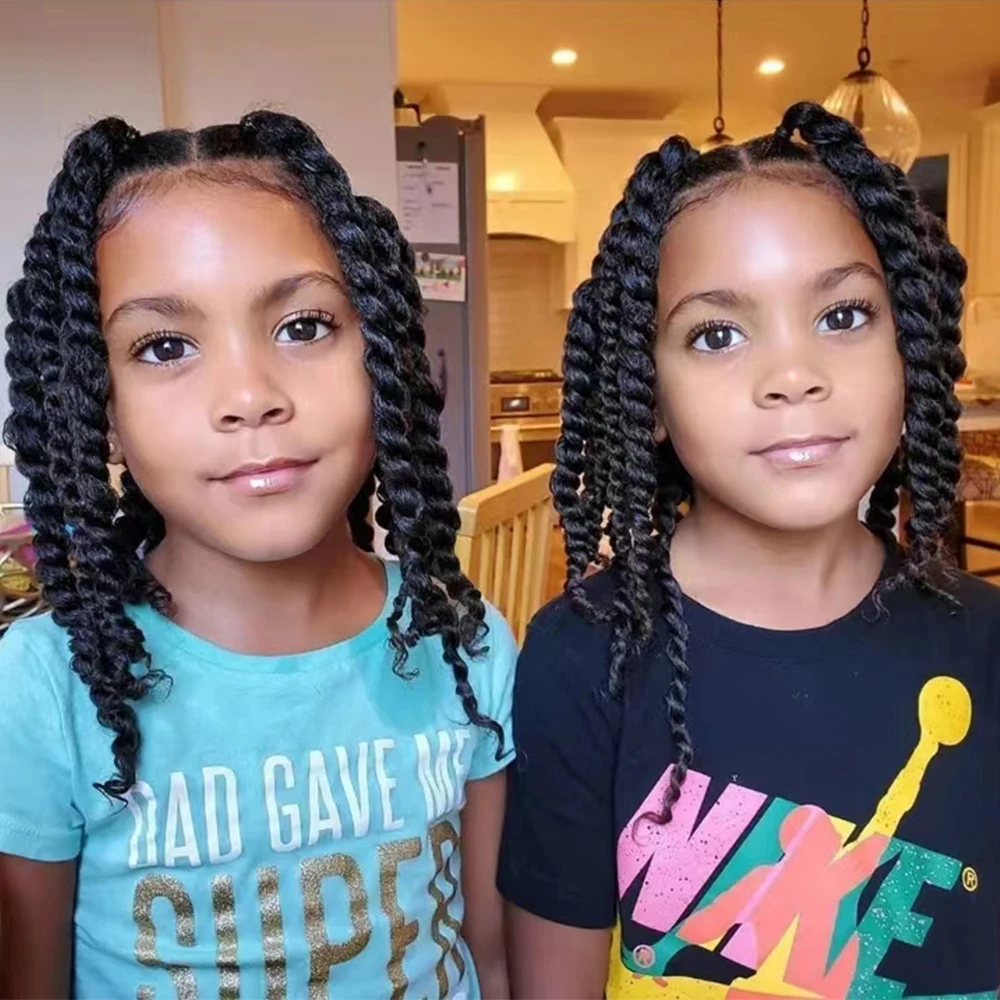 10 Inches Synthetic Crochet Hair Senegalese Twist Hair Crochet for Kids Braiding Hair With Curly Ends Ombre Hair Extensions