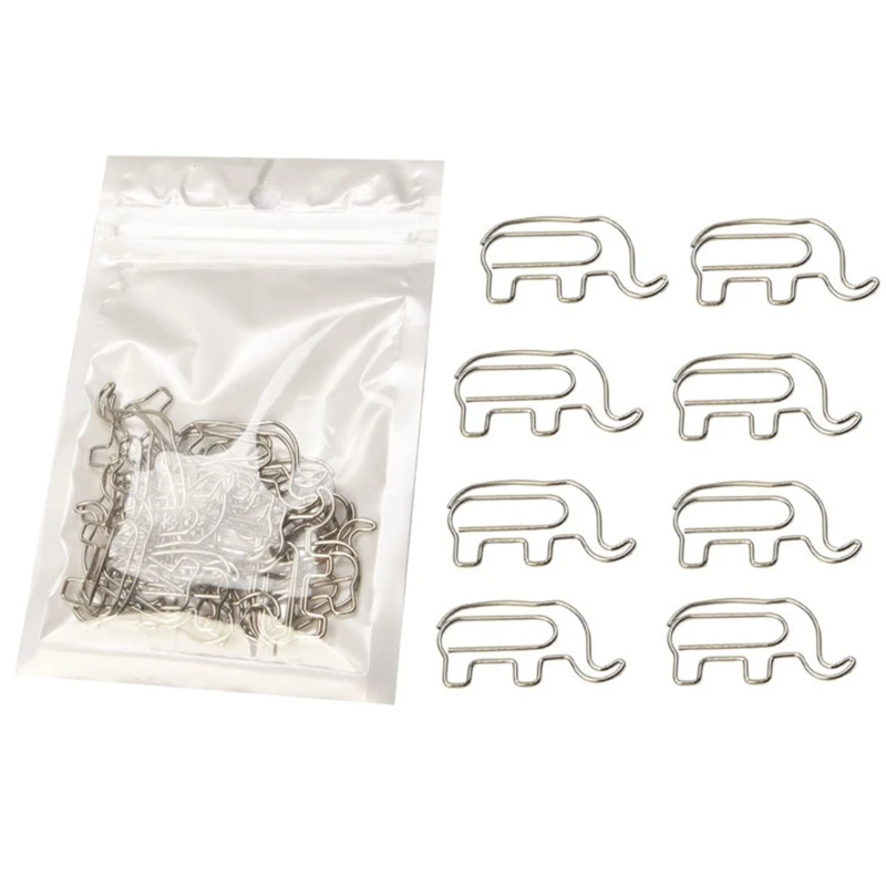 

24Pcs Animal Paper Clips Elephant-shaped Paperclips File Holder Clip Cartoon Metal Bookmarks Page Divider for Students