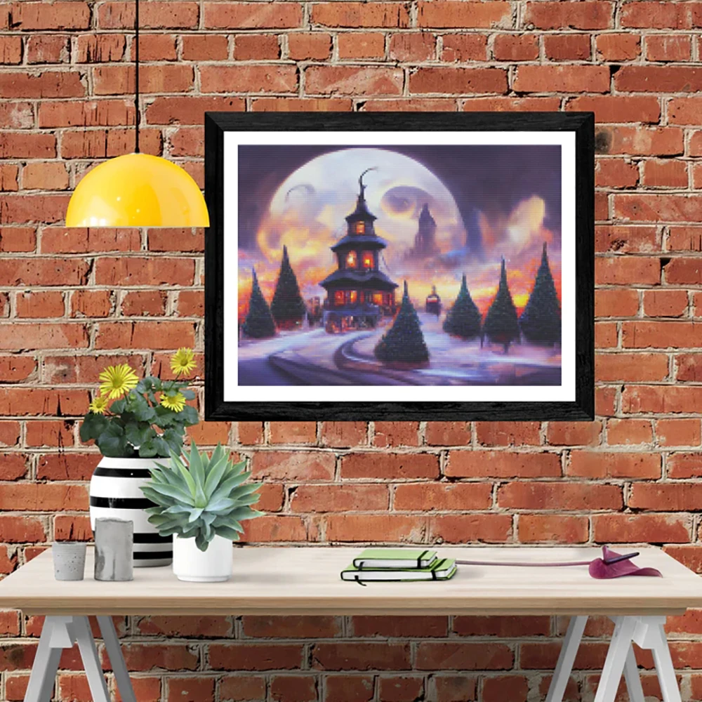 

DIY-5D Diamond Painting Charming little Christmas tower Splice Set Full Diamond Embroidery Mosaic Picture Closed
