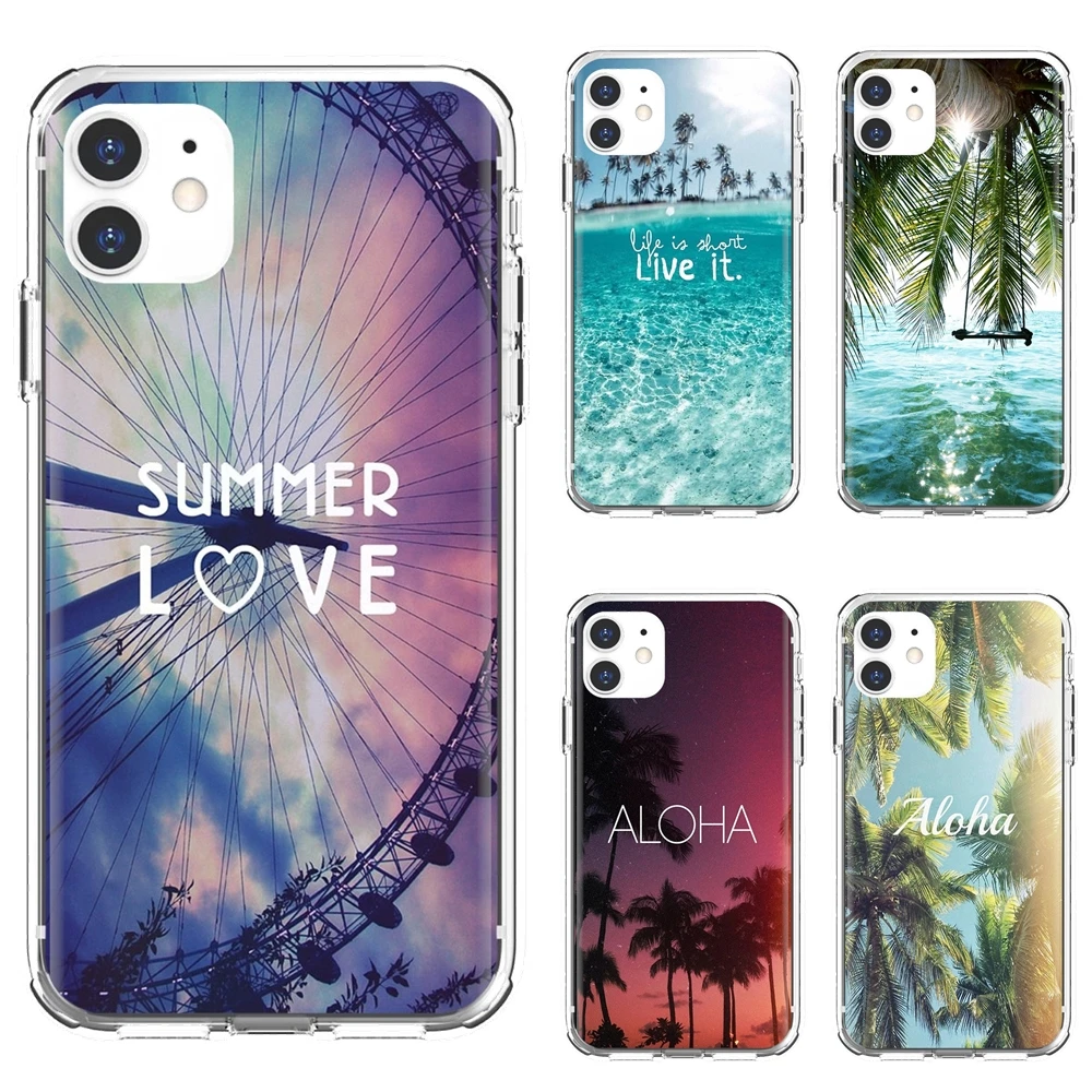 Мягкий чехол для iPhone 10 11 12 13 Mini Pro 4S SE 5C 6 6S 7 8 X XR XS Plus Max 2020 Aloha летние полосы |