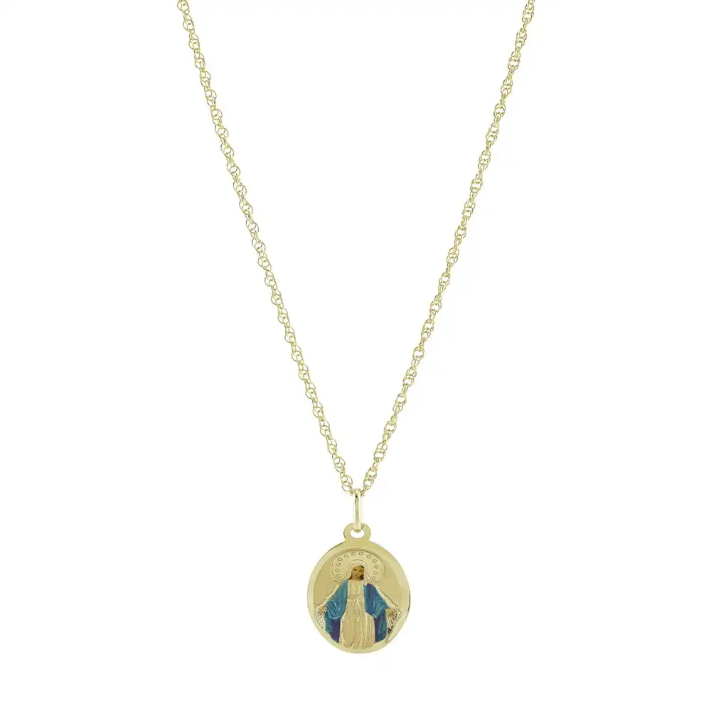 

NEW 10K Yellow Gold Mary Medal on Adjustable Gold Filled Chain,20"