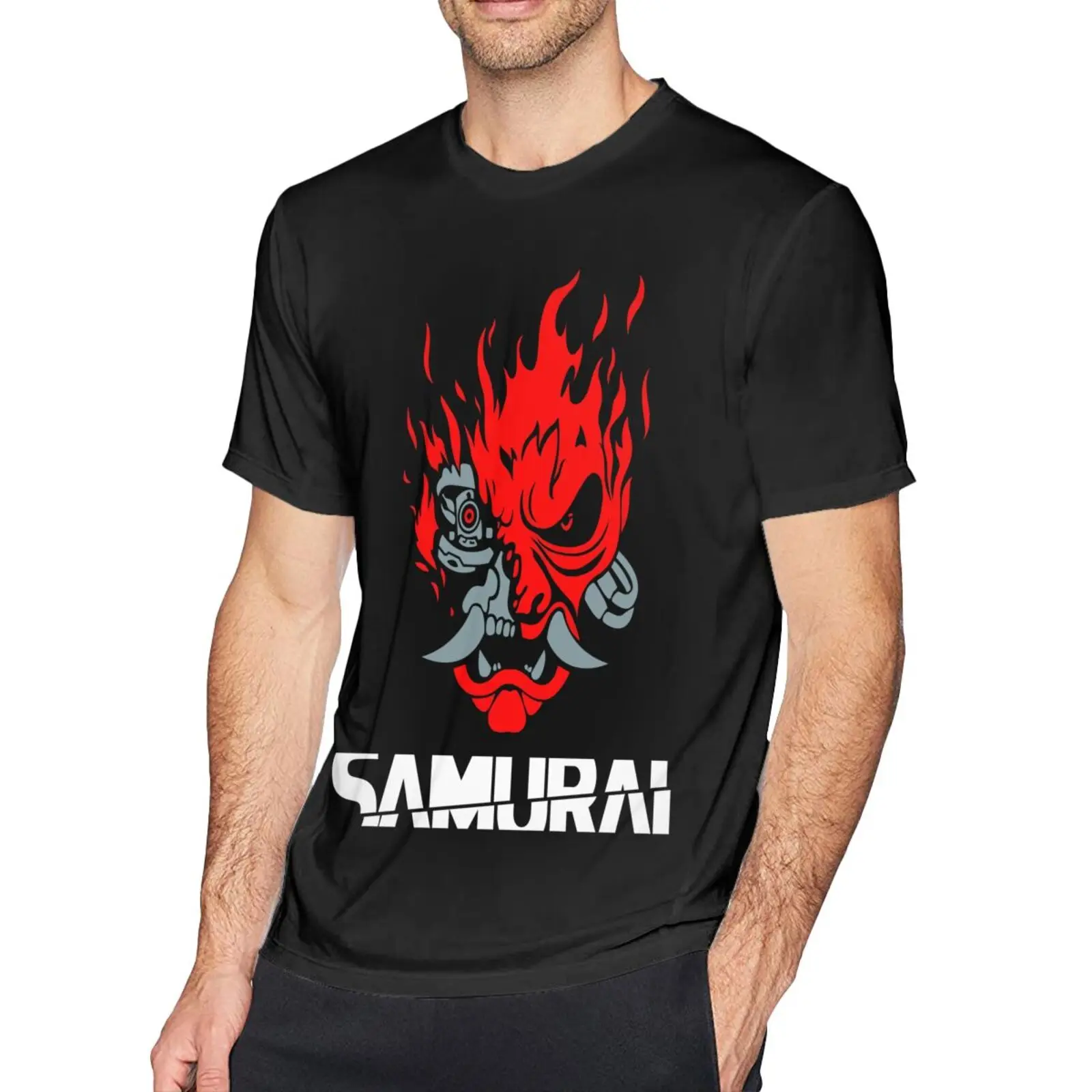 

Мужская футболка с японскими играми Самурай 2077 в художественном стиле 553, мужские рубашки, футболки с коротким рукавом манга, футболки с ман...