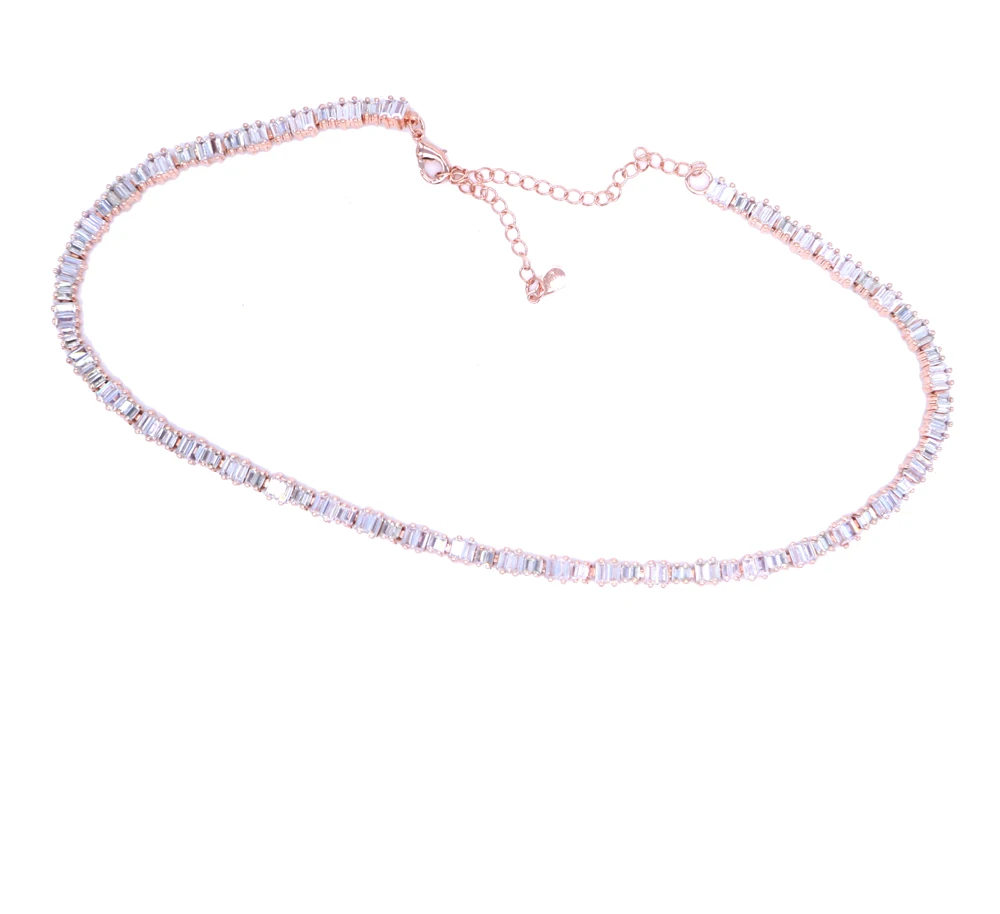 Женское колье-чокер с цирконием длинная цепочка длиной 30 + 8 см яркое