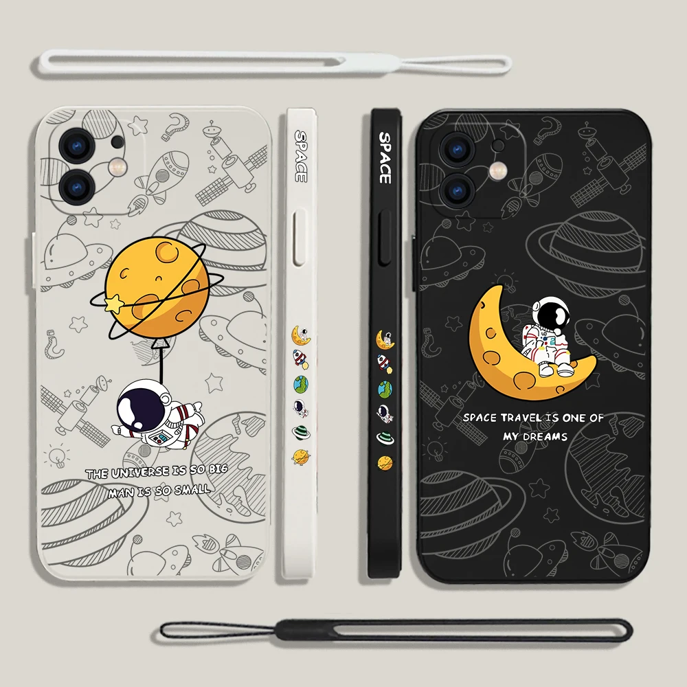 

Space Astronauts Study Phone Case For Xiaomi Redmi Note 12 11 11T 10 10S 9 Pro Plus 10C 9A 9C K40 K50 K60 4G 5G With Hand Strap