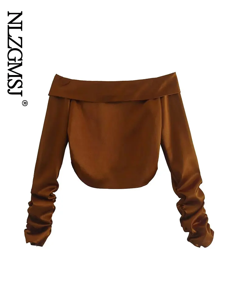 

Весна 2022, Y2k одежда Nlzgmsj, однотонный топ с открытыми плечами, женские пуловеры с длинным рукавом, короткий уличный кроп-топ