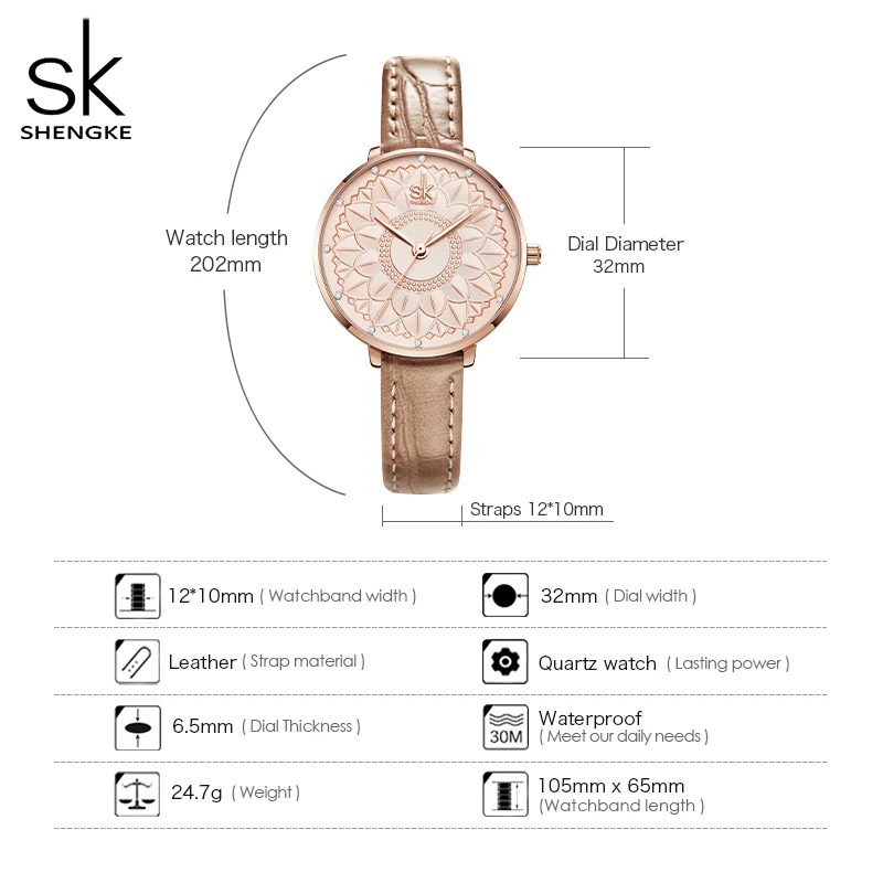 SINOBI Fashion Leather Strap Women Watches Sunflower Face Woman's Quartz Wristwatches Original Ladies Elegant Clock Reloj Muje enlarge