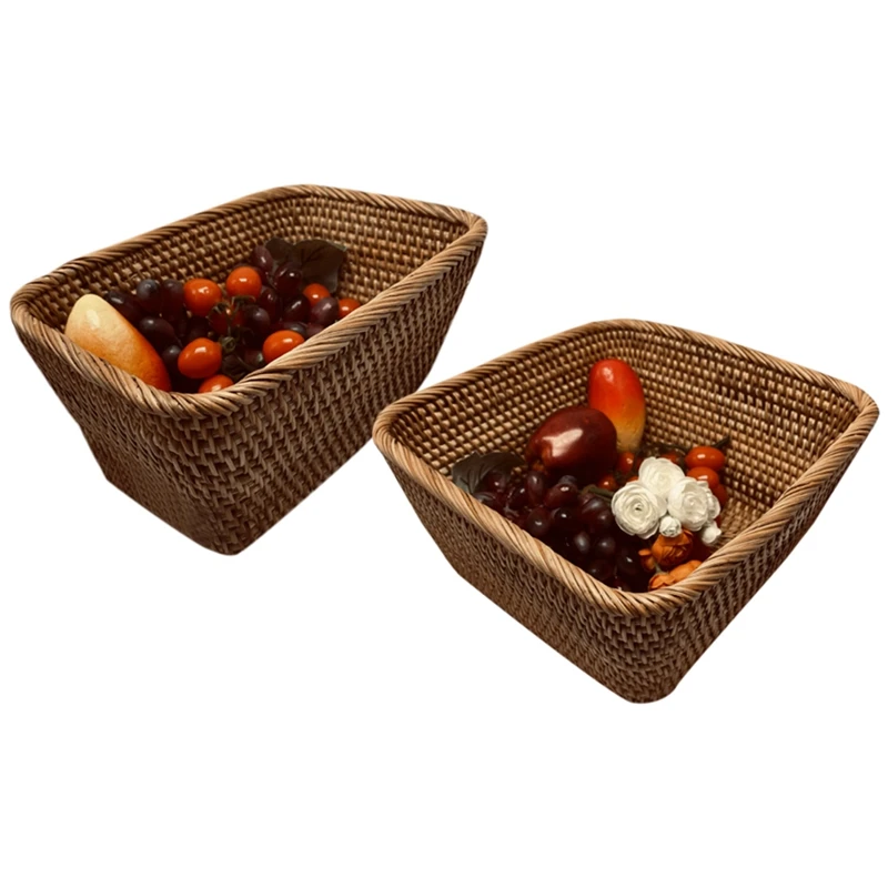 

Fruit Basket Vietnam Handmade Rattan Storage Basket Living Room Desktop Storage Woven Basket Household Sundries Basket