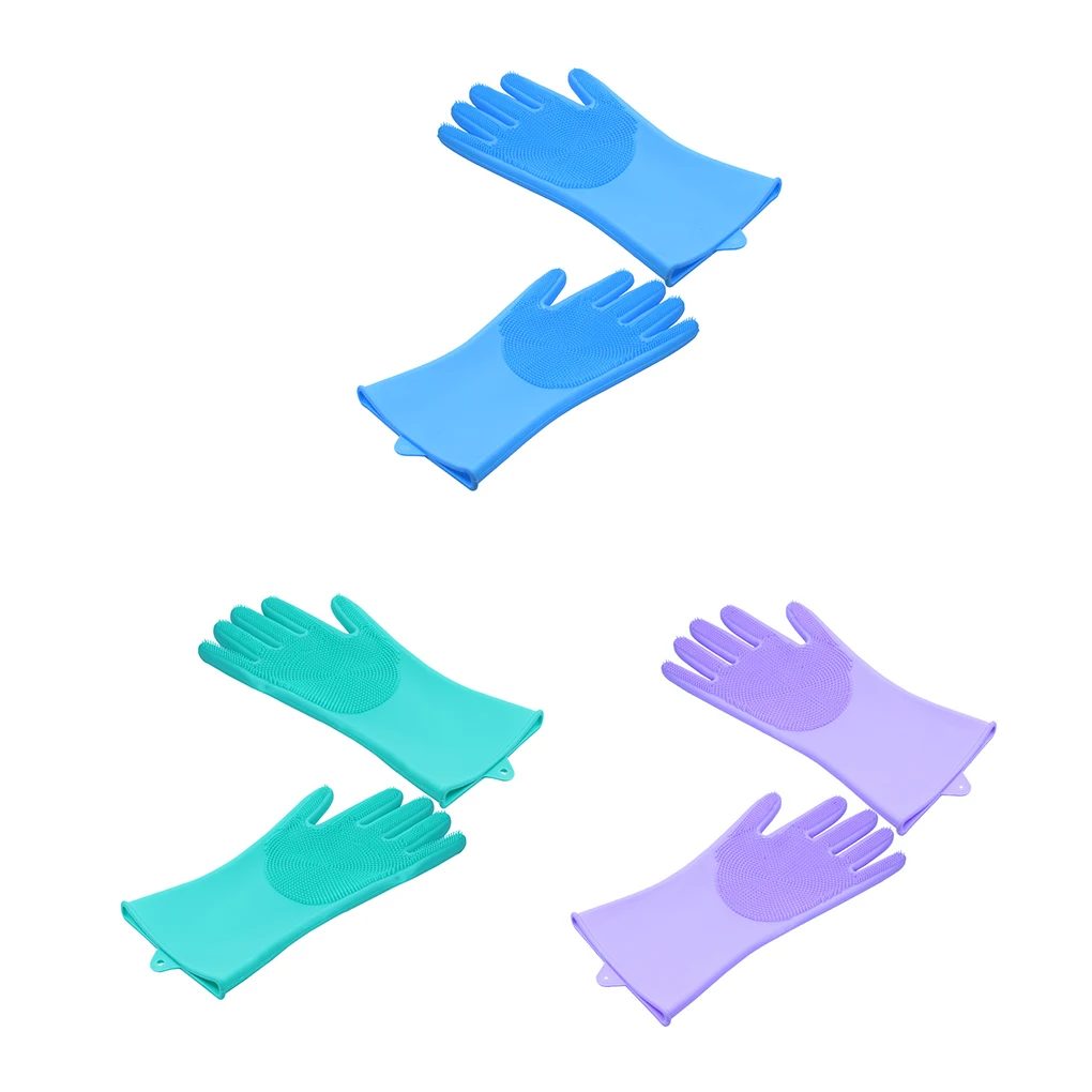 

Перчатки для мытья посуды, термостойкие перчатки с скребком, для уборки, кухни, прачечной, фиолетовый цвет, 1 пара