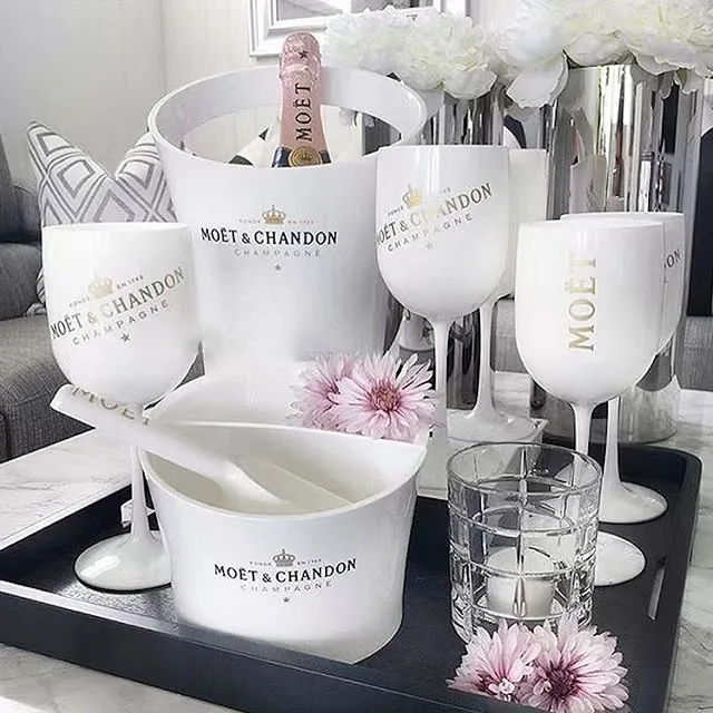 European Fashion Red Wine Champagne Ice Bucket 3L Acrylic White and Black Ice Bucket Plastic Bar Party Party Wine Bottle Cooler