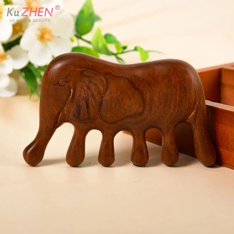 

Elephant Shaped Body Meridian Massage Comb Wood Wide Tooth Comb Acupuncture Therapy Blood Circulation Anti-static Smooth Hair