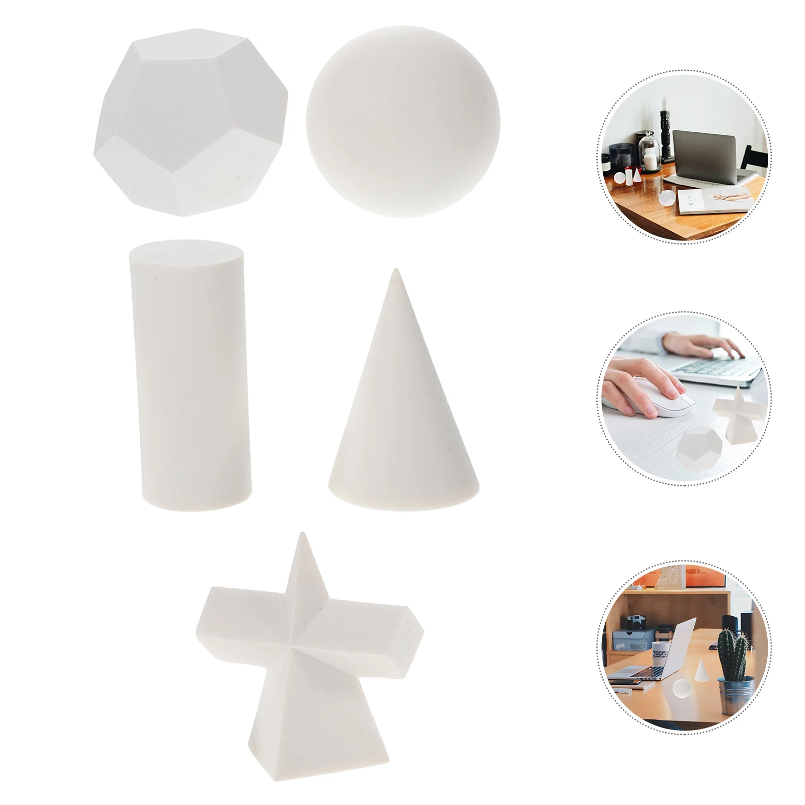 

5 Pcs Sketch Geometry Statue 3D Mode Molds Resin Decoration Cone Model Practice