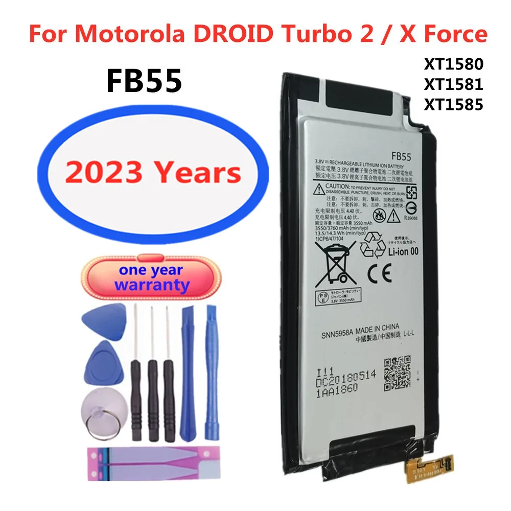

2023 Years FB55 Battery 3550mAh For Motorola Moto DROID Turbo 2 Turbo2 XT1585 XT1581 XT1580 Moto X Force Phone Battery Bateria