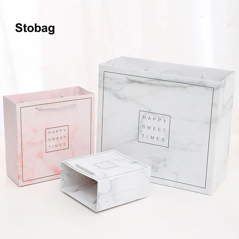 

StoBag 10pcs Pink Kraft Paper Gift Packaging Box Tote Candy Cookies Cake Handmade Present Baking Favors Party Birthday Holiday