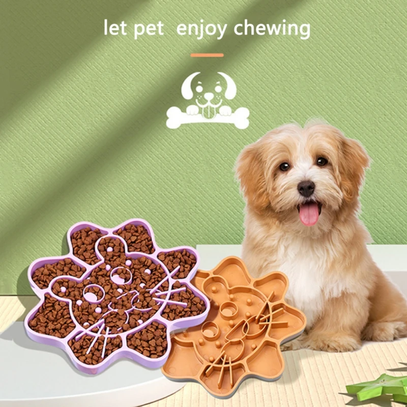 

Pet Dog Feeding Food Bowls Flower Shape Puppy Slow Down Eating Feeder Dish Bowl Prevent Obesity Pet Dogs Feeding Supplies