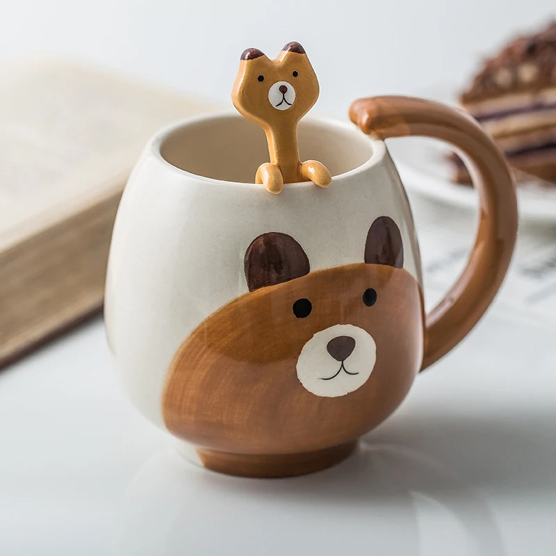 

Cute Children Breakfast Mugs 450ml Panda Bear Frog Shaped Cups Ceramic Coffee Cups Office Water Juice Cup Kitchen Drinkware