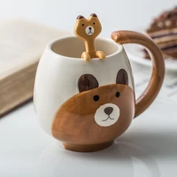 cute children breakfast mugs 450ml panda bear frog shaped cups ceramic coffee cups office water juice cup kitchen drinkware