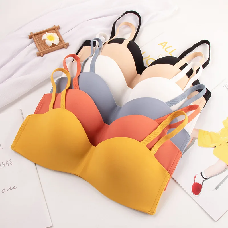 

Women's Sexy Seamless Push Up Bra Wirefree Bralette Detachable Adjustable Shoulder Strap Female Macaroon Solid Color Lingerie