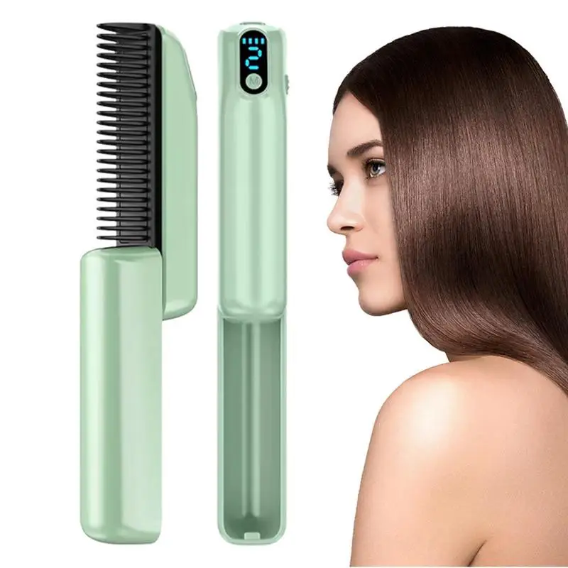 

Heated Comb Hair Straightener Electric Hair Brush With Negative Ion LED Display 30s Fast Heating Constant Temperature Anti-Scald