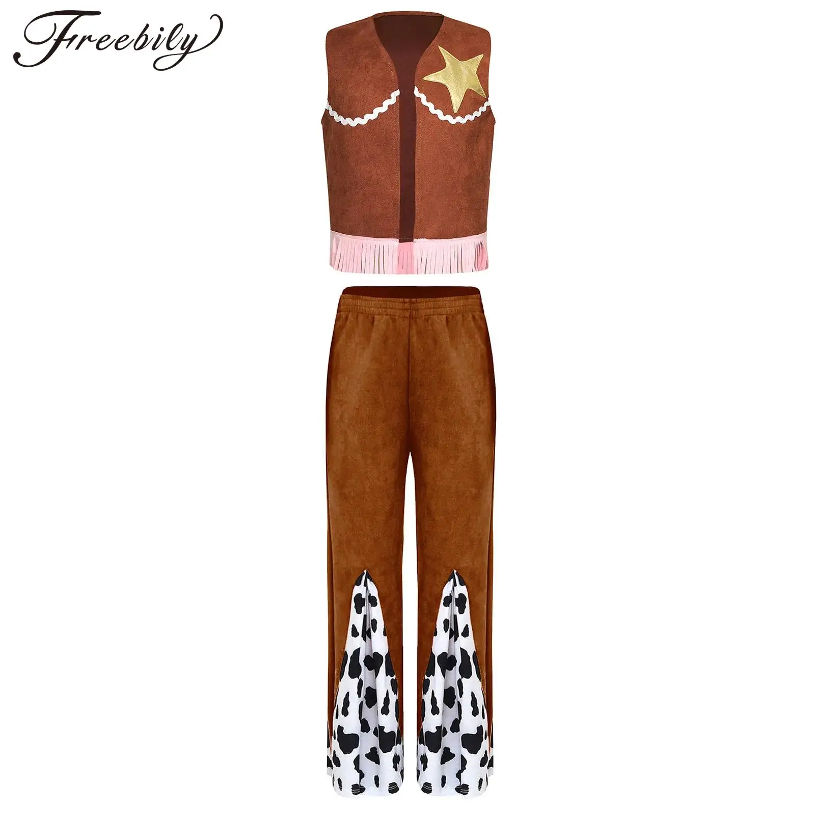 Костюм ковбоя в стиле вестерн для девочек наряды пастушки жилет с бахромой виде