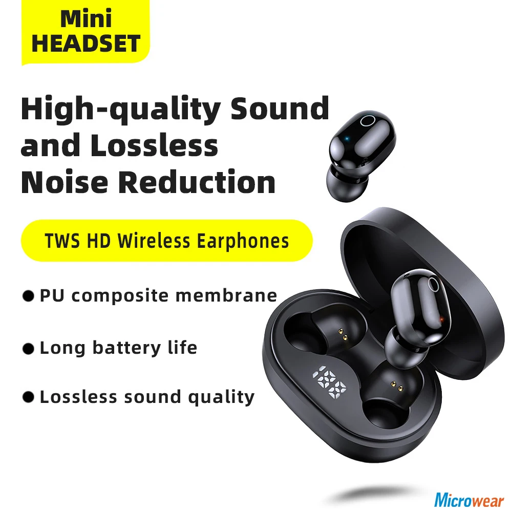 TWS наушники с шумоподавлением и микрофоном беспроводные гарнитуры синим зубом